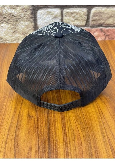 Hamze Trucker Model Baskılı Hafif Yazlık Beyzbol Cap Şapka Siyah - Açık Gri