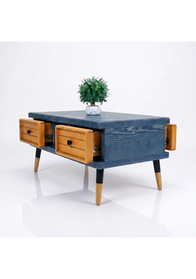 Mobenta Stria Brew: Modern Doğal Masif Orta Sehpa, 4 Çekmeceli - 110x60 Ig-tk Mavi-ahşap Mobenta Stria Brew: Modern Doğal Masif Orta Sehpa, 4 Çekmeceli - 110x60 Ig-tk Mavi-ahşap