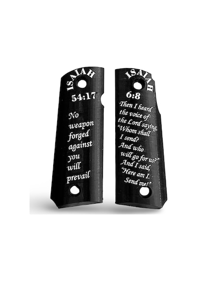 Rigor Universe Colt 1911 Uyumlu Tabanca Kabzası Grip Petg 3d Baskı Ayetli Isaiah 54:17 6:8 Siyah