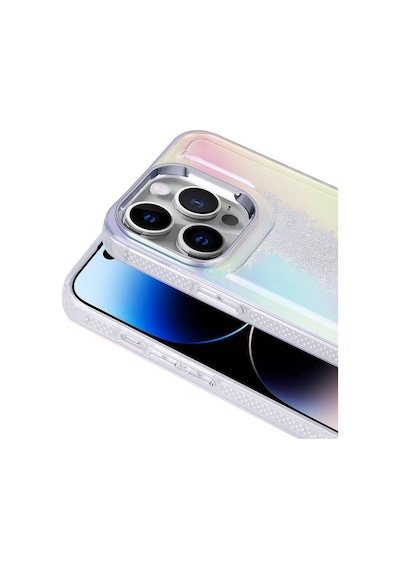 Ardemix Apple iPhone Uyumlu 14 Pro Kılıf Airbagli Renkli Arka Yüzey Boncuk Tasarımlı Kumul Kapak Mor
