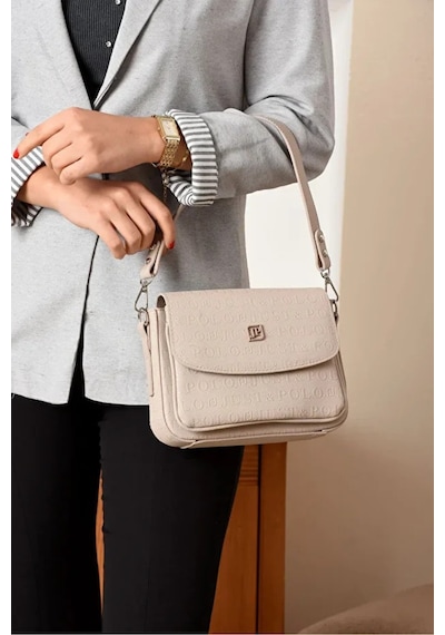 Just Polo Kadın Ayarlanabilir Askılı Şık El & Omuz Çantası Ve Cüzdanı Kombin Shopper Taş