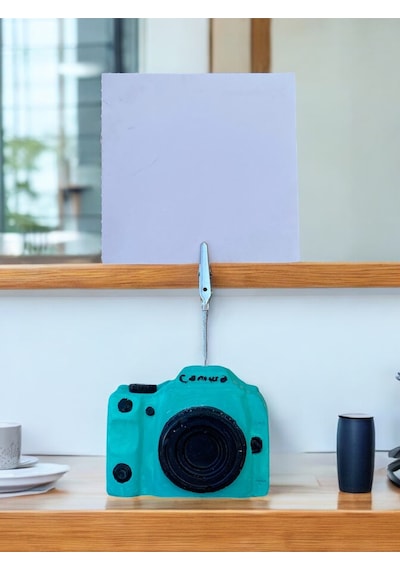 Turkuaz Kamera Temalı Not Tutacağı Fotoğraf Tutacak Tutucu Ofis Seti Hediyelik Turkuaz