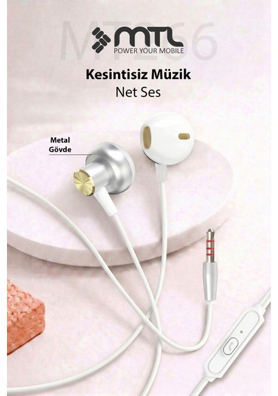 3.5 Mm Jack Girişli Stereo Kulak İçi Metal Kablolu Kulaklık Konforlu Ses Mt266 Diğer