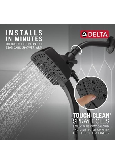 Engage Hydroenergetix 8-spray 5 Inç. Tek Duvara Monte Sabit Ayarlanabilir Duş Başlığı Krom Mat Siyah Çok Renkli