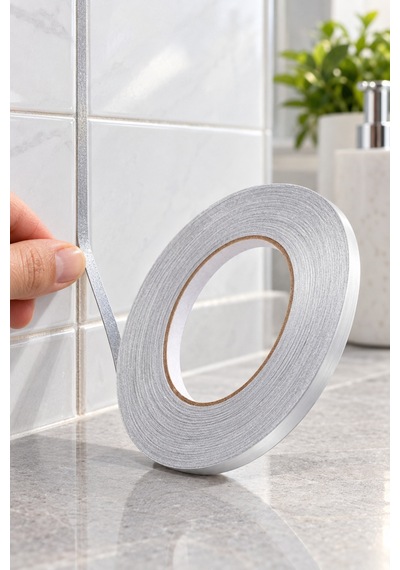2 Adet Fayans Arası İzolasyon Bandı Kendinden Yapışkanlı Şerit Bant, Duvar Ve Karo Zemin İçin, Gri Silver , Tile Gap Tape