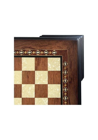 Flat Ayaklı Ahşap Satranç Tablası Küçük Gül 35x35cm