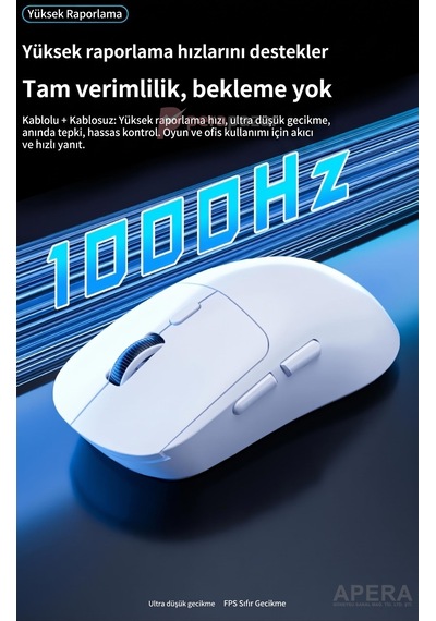 Kablosuz Bluetooth Ve Usb Alıcılı Gaming Mouse Sessiz Tık Type-c Şarjlı 6400 Dpı 3 Modlu Bilgisayar Laptop Oyuncu Faresi Cn10 Beyaz