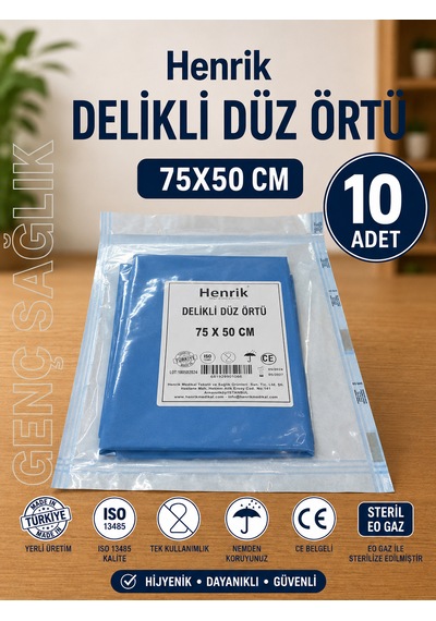 Steril Delikli Düz Örtü 75 50cm 10'lu