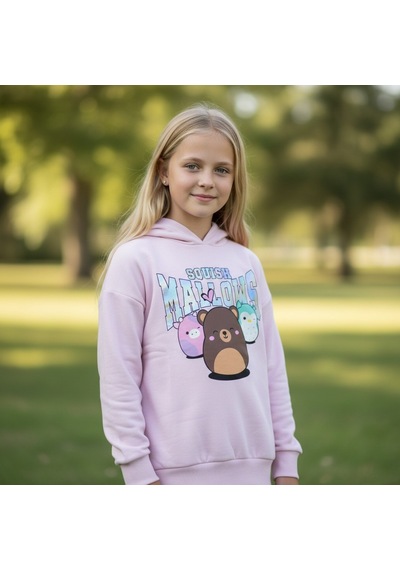 Squish Kapüşonlu Kız Çocuk Tunik Sweatshirt Pembe
