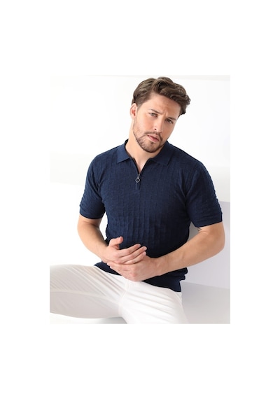 Ferraro A.Laci Polo Yaka Fermuarlı Erkek Pamuk Triko T-Shirt-Lacivert Ferraro A.Laci Polo Yaka Fermuarlı Erkek Pamuk Triko T-Shirt-Lacivert