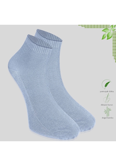 Kral Socks Erkek Patik Lacose - Kabartma Desenli 5 Adet Bambu Dikişsiz Siyah