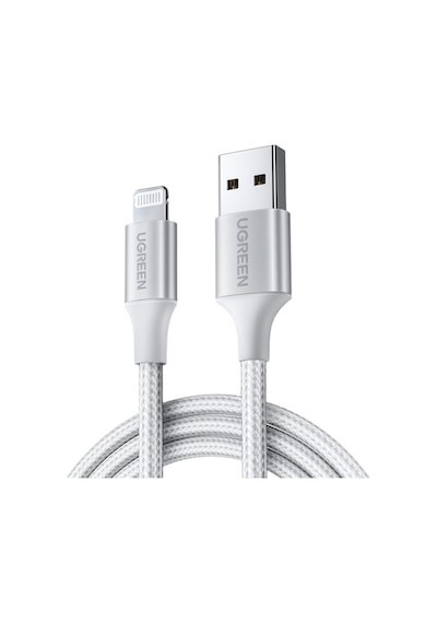 Ugreen Lightning To Usb-a Örgülü Mfi Sertifikalı Apple iPhone Hızlı Şarj Kablosu, 1 Metre, Gümüş, 60161 Standart Model