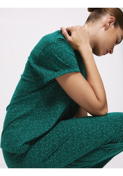 Marks & Spencer Pamuk Karışımlı Pijama Takımı T37004619F Yeşil