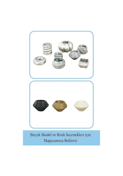 Mumluk Şamdan 3 Adet Tealight Uyumlu Elmas Çizgili Model - Gümüş Eskitme