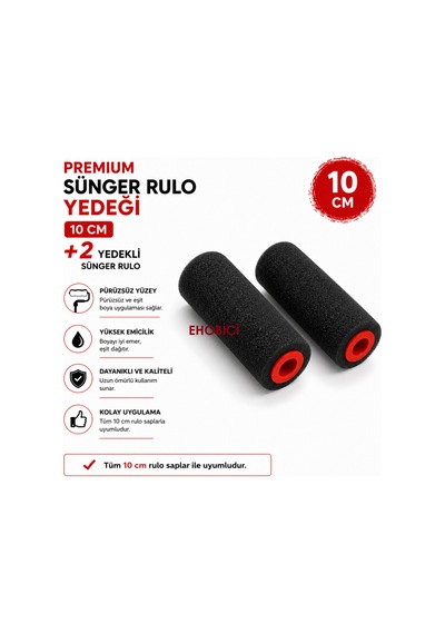 Premium Sünger Rulo Yedeği 10cm 2'li Yedek Sünger