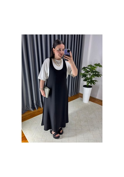 Unika Boutique Tişört Kombinli Elbise Siyah