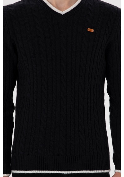 U.S. Polo Assn. Erkek Regular Fit V Yaka Lacivert Yaka Detaylı Kazak 50297083-VR033