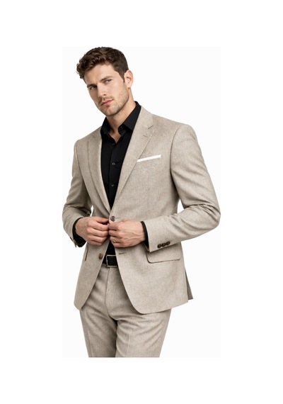 Suitmen Erkek Silim Fit Yelekli Çift Yırtmaçlı Takım Elbise Bgl-st05329 Bej