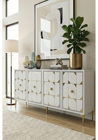 Ka1523bg Moka Konsol Ve Tv Sehpası Beyaz-gold 150cm