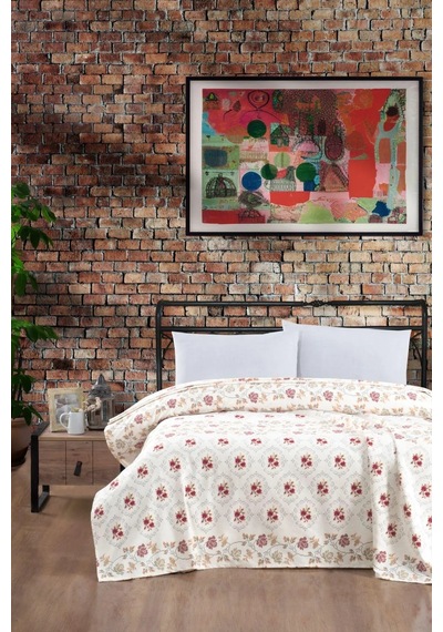 Renkli Desenli Baskılı Tek Pike Çift Kişilik 200x240 Cm Alya