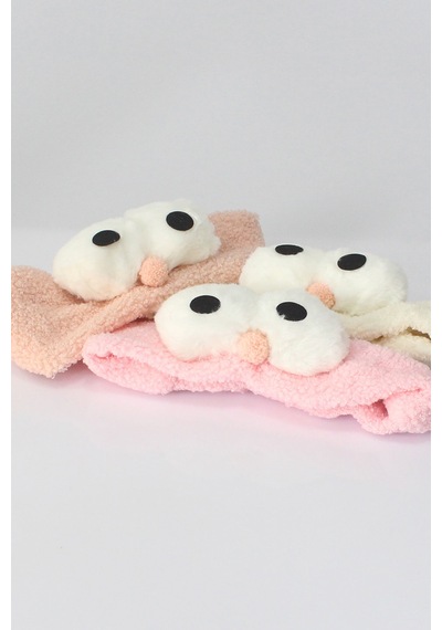 Toyaş Baykuş Peluş Bandana Makyaj Spa Saç Bandı Gül Kurusu Çok Renkli