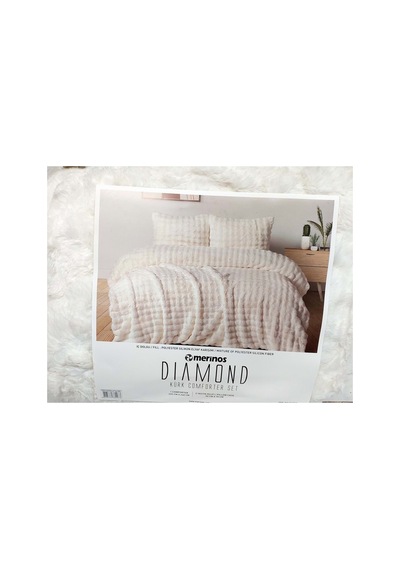 Merinos Diamond 3 Parça Bubble Comforter Yorgan Seti 220x240 Krem