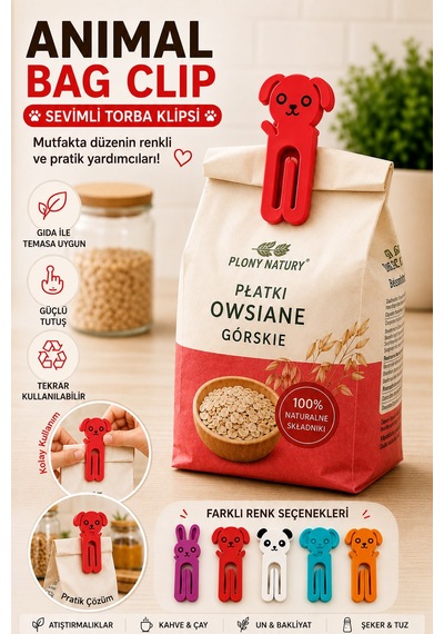 3d Baskı Sevimli Hayvan Figürlü Poşet Klipsi Paket Kapatma Mandalı Tekrar Kullanılabilir Gıda Poşeti Klipsi Beyaz