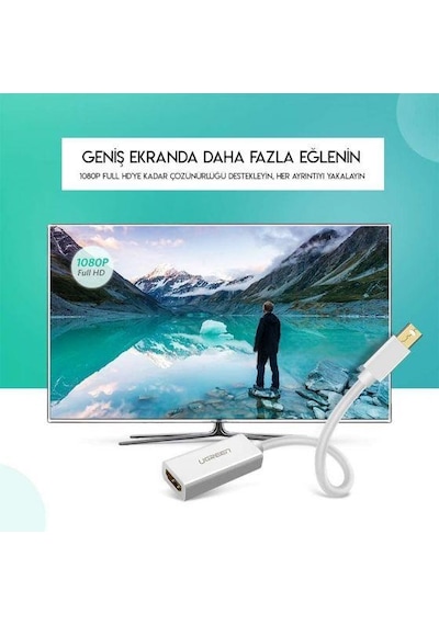 Ugreen Mini Displayport Hdmi Dönüştürücü Adaptör Beyaz