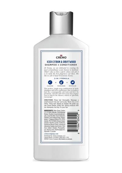 Cremo 2in1 Cooling Iced Citron & Driftwood Şampuan ve Saç Kremi 473ML