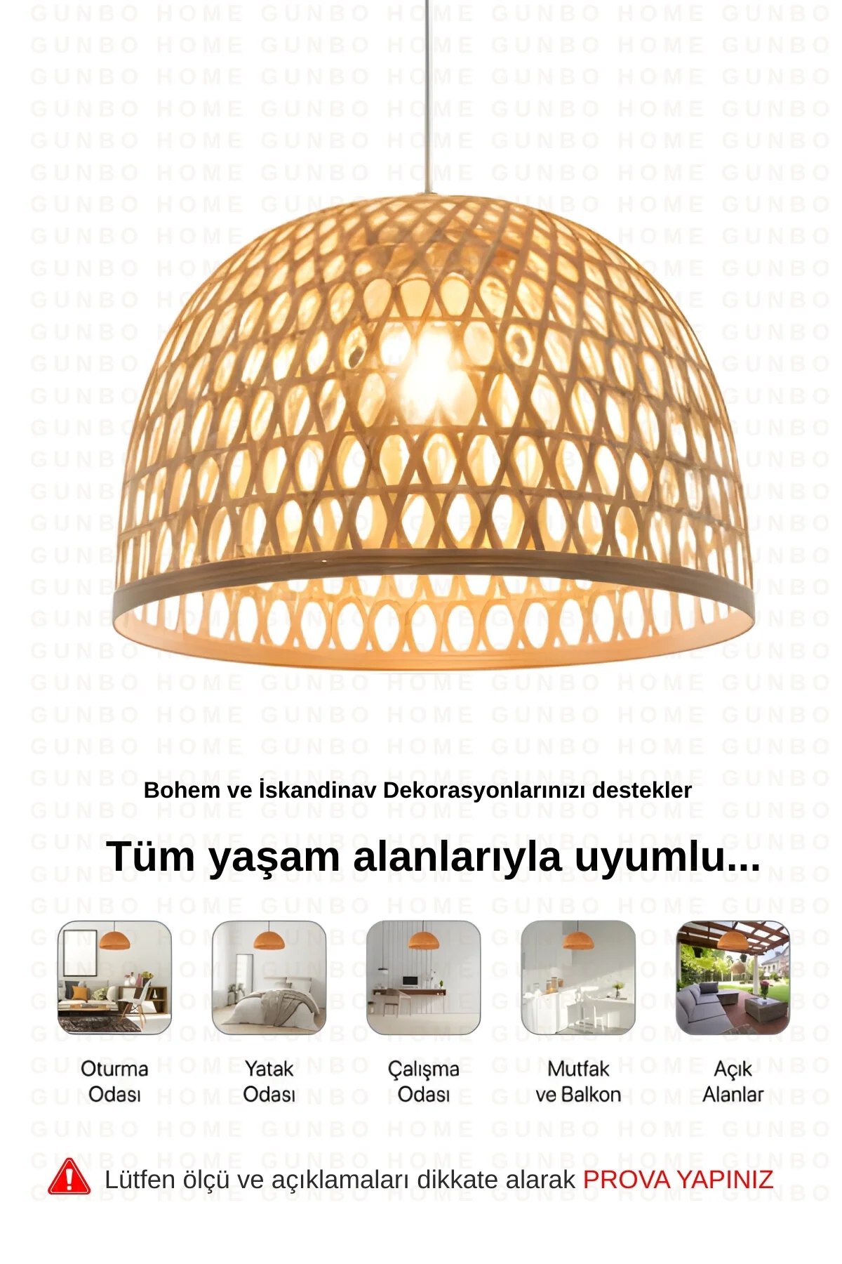 Gottorp Avize 45cm- Iskandinav, Modern, Bohem, Rattan Avize, Aydınlatma Bej