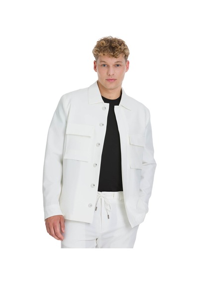 Hatemoğlu Beyaz Regular Fit Mono Yaka Casual Overshirt Takım 35669 2923572 Beyaz
