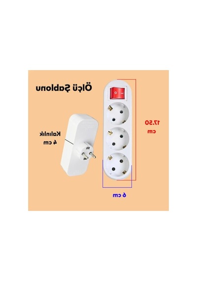 Anahtarlı Düğmeli 3'lü Topraklı Priz, Çoklu Çoğaltıcı