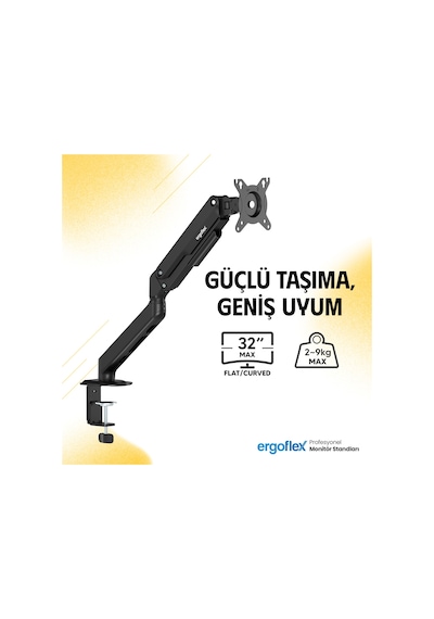 Ergoflex X8 Siyah 17-32inch Amortisörlü 9 Kg Monitör Standı 2026 Versiyon