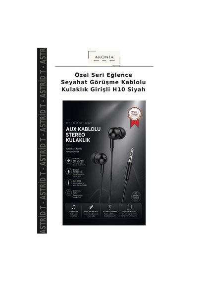 Özel Seri Eğlence Seyahat Görüşme Kablolu Kulaklık Girişli H10 Siyah