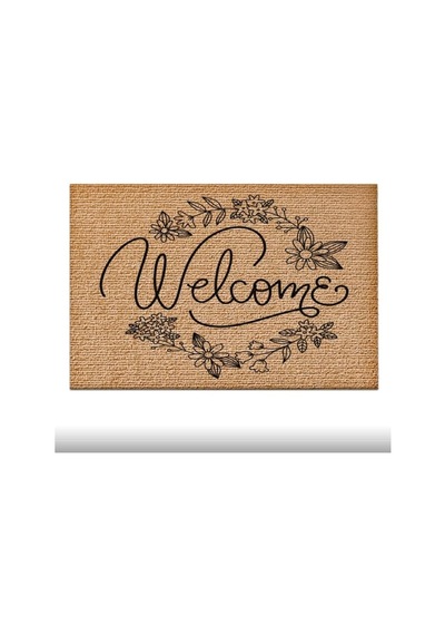 Welcome Flower Desenli Kapı Önü Halı Paspas Çok Renkli