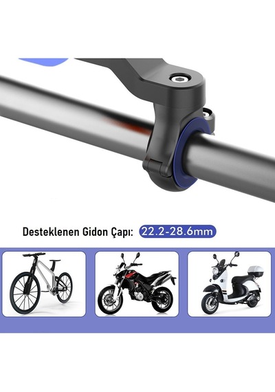 Bisiklet Motosiklet Telefon Tutucu 360 Dönebilen Gidon Bisiklet Telefon Tutucu Mavi