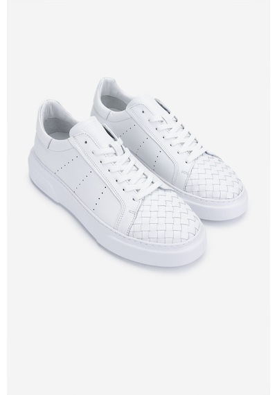 Valmenti Erkek Hakiki Deri Sneakers & Spor Ayakkabı 04 2559 Erk Ayk Y25 Beyaz Dr/orgu Beyaz