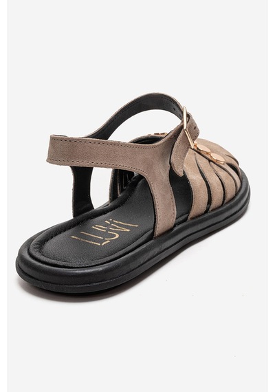 Luvishoes Chıela Vizon Süet Hakiki Deri Bilekten Bantlı Kadın Sandalet