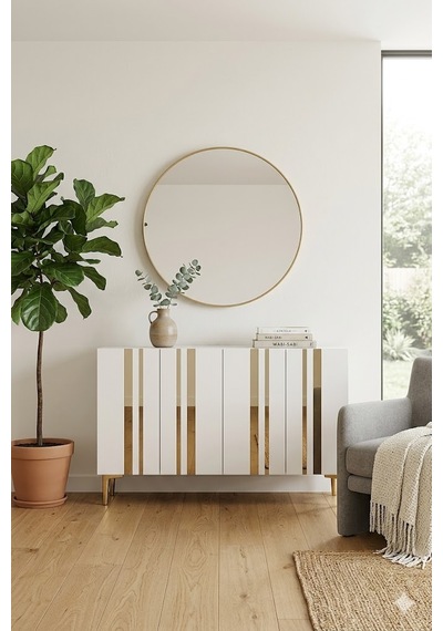 Ka1230bg Mia Konsol Ve Tv Sehpası Beyaz-gold 120cm
