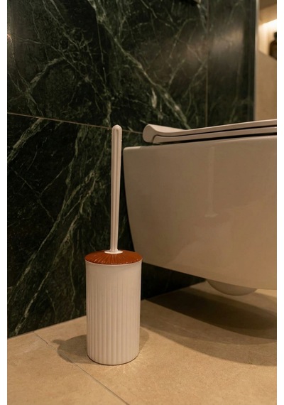 Makri Home 2'li Banyo Seti, Çöp Kovası Ve Wc Fırçalık, Beyaz, Hacim: 6 Litre Beyaz