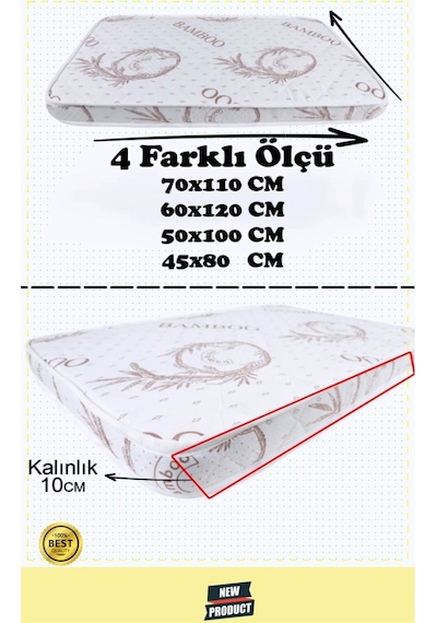 Bamboo Ortopedik Sünger Bebek Çocuk Yatağı Anne Yanı Bebek Yatak 70 X 110