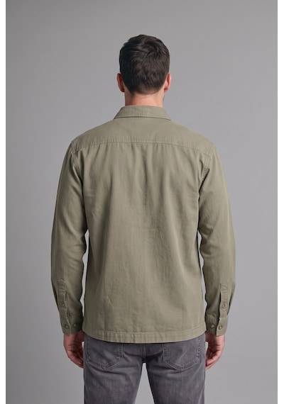 Defacto Boxy Fit Polo Yaka Çift Cepli Pamuklu Uzun Kollu Gömlek H4590ax26aukh465 Haki-kh465
