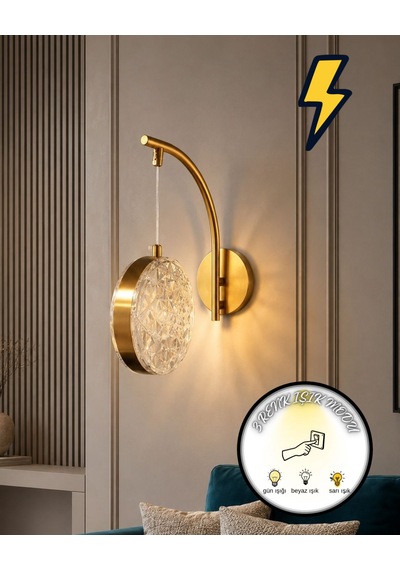 Vıntage Eskitme Pirinç Kaplama Top Aplik 3 Renk Ledli Pilli Değildir Elektrikli Salon Antre Antik Eskitme