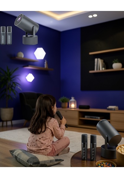 Akıllı Projeksiyon Cihazı Karaoke Mikrofonlu Wifi Bluetooth Destekli