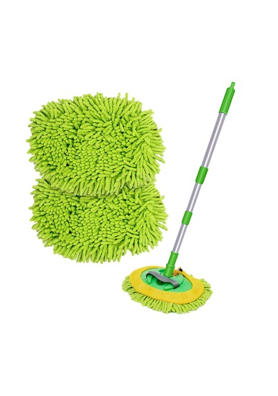 Carger Araba Yıkama Mop Mikrofiber Bezli Teleskopik Saplı +1 Yedek Bez Hediyeli Yeşilrenk