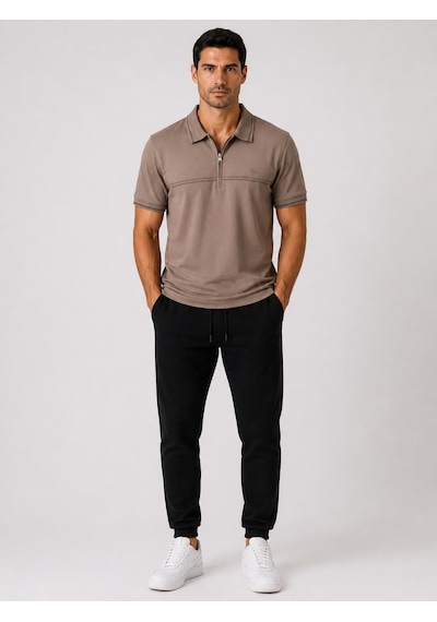Classics Men Zamur Slim Fit Erkek Polo Yaka Kısa Kol Tişört 7706 Kahverengi