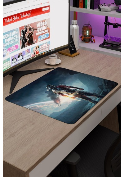 Mass Effect Kaymaz Dikişli Kauçuk Oyuncu Mousepad V3 - 48x40 Xl Gaming Mouse Pad Fare Altlığı
