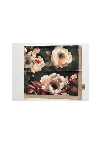 B Blueberry İtalia Premium Bursa İpeği Desenli Eşarp yeşil