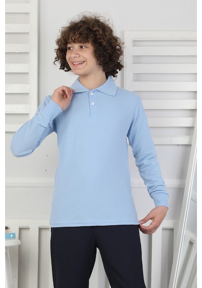 Crassi Erkek Çocuk Okul Sweatshirt Manşetli Gök Mavi
