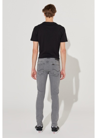 Lee Malone Skinny Fit Dar Kesim Normal Bel Gri Esnek Jean Kot Pantolon Grey Worn
